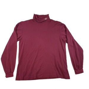 Lands' End Vintage Women's 100% Cotton Plum M 10-12 Monogram Turtleneck